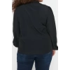 Fashion Women Plus Size Mandarin Collar Plain Pattern Casual Mandarin Collar Shirt