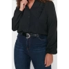 Fashion Women Plus Size Mandarin Collar Plain Pattern Casual Mandarin Collar Shirt
