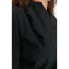 Fashion Women Plus Size Mandarin Collar Plain Pattern Casual Mandarin Collar Shirt