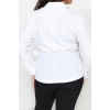 Moda Kadın Büyük Beden Kruvaze Düz Desen Günlük Kruvaze Bağlama Detaylı Dokuma Gömlek