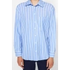 Fashion Women Shirt Collar Striped Pattern Casual Striped Pocket Oversize Wide Pattern Woven Shirt