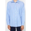 Fashion Women Shirt Collar Striped Pattern Casual Striped Pocket Oversize Wide Pattern Woven Shirt