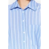Fashion Women Shirt Collar Striped Pattern Casual Striped Pocket Oversize Wide Pattern Woven Shirt