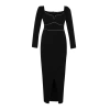 Moda Fitted Sweetheart Neck Plus Size Stone Embroidered Slit Woven Evening Dress Graduation Engagement Night Dress