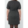 Fashion Style Relaxed Crew Neck Midi Length Plus Size Tweed Plaid Zippered Chic Woven Dress