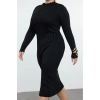 Fashion Style Fitted Stand Collar Midi Length Plus Size Corduroy Premium Special Yarn Knitwear Dress