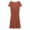 Moda Relaxed Crew Neck Midi Length Plus Size Double-Sided Wearable Pleated Plus Size Dress