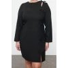 Fashion Style Fitted Crew Neck Mini Length Plus Size Women Bow Ribbon Woven Plus Size Dress