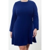 Moda Stil Fitted Bisiklet Yaka Mini Boy Büyük Beden Basic Gizli Fermuarlı Dokuma Büyük Beden Elbise