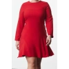 Moda Stil Fitted Bisiklet Yaka Mini Boy Büyük Beden Basic Gizli Fermuarlı Dokuma Büyük Beden Elbise