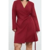 Moda Fitted Mini Size Plus Size Double Breasted Closure Metal Buckle Woven Plus Size Jacket Dress