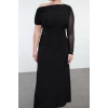Fashion Style Slim Asymmetrical Collar Maxi Length Plus Size Sandy Knitted Plus Size Dress