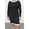 Fashion Style Fitted Crew Neck Mini Length Plus Size Long Sleeve Camisole Knitted Plus Size Dress