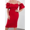 Moda Fitted Sweetheart Neck Plus Size Bodycon Woven Lined Evening Dress Graduation Engagement Dress