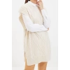 Style Modern Women Midi Low Sleeve Crew Neck Hijab Tied Waist Knitted Sweater