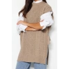 Style Modern Women Midi Low Sleeve Crew Neck Hijab Tied Waist Knitted Sweater