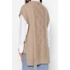 Style Modern Women Midi Low Sleeve Crew Neck Hijab Tied Waist Knitted Sweater