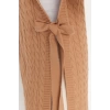 Style Modern Women Midi Low Sleeve Crew Neck Hijab Tied Waist Knitted Sweater