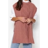 Style Modern Women Midi Low Sleeve Crew Neck Hijab Tied Waist Knitted Sweater