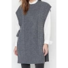 Style Modern Women Midi Low Sleeve Crew Neck Hijab Tied Waist Knitted Sweater