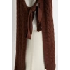 Style Modern Women Midi Low Sleeve Crew Neck Hijab Tied Waist Knitted Sweater
