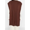 Style Modern Women Midi Low Sleeve Crew Neck Hijab Tied Waist Knitted Sweater