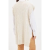 Style Modern Women Midi Low Sleeve Crew Neck Hijab Tied Waist Knitted Sweater
