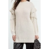 Style Modern Womens Low Sleeve Crew Neck Hijab Hair Knit Detailed Knitwear Sweater