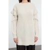 Style Modern Womens Low Sleeve Crew Neck Hijab Hair Knit Detailed Knitwear Sweater