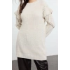 Style Modern Womens Low Sleeve Crew Neck Hijab Hair Knit Detailed Knitwear Sweater