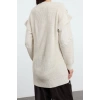 Style Modern Womens Low Sleeve Crew Neck Hijab Hair Knit Detailed Knitwear Sweater
