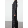 Moda Stil Relaxed Bisiklet Yaka Maxi Boy Tesettür Antrasit Çizgili Uzun Triko Elbise