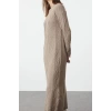 Moda Stil Regular Bisiklet Yaka Maxi Boy Tesettür Saç Örgü Desenli Yumuşak Dokulu Triko Elbise
