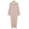 Fashion Style Relaxed Half Turtleneck Maxi Length Hijab Striped Thin Knit Dress