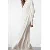 Fashion Style Relaxed Crew Neck Maxi Length Hijab Hair Knitted Patterned Skirt Flounce Knitwear Dress