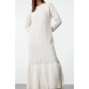 Fashion Style Relaxed Crew Neck Maxi Length Hijab Hair Knitted Patterned Skirt Flounce Knitwear Dress