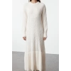 Fashion Style Relaxed Crew Neck Maxi Length Hijab Hair Knitted Patterned Skirt Flounce Knitwear Dress
