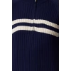 Fashion Style Relaxed Stand Collar Maxi Length Hijab Color Block Ribbed Knitted Sweater Dress