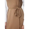 Moda Regular Maxi Hijab Beige Sleeves Woven Piece Detailed Waist Tied Knitwear Dress