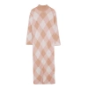 Fashion Style Relaxed Stand Collar Maxi Length Hijab Color Block Diamond Patterned Knit Dress