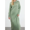 Fashion Style Regular Polo Collar Maxi Length Hijab Fishbone Patterned Knit Dress