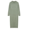 Fashion Style Regular Polo Collar Maxi Length Hijab Fishbone Patterned Knit Dress