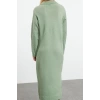 Fashion Style Regular Polo Collar Maxi Length Hijab Fishbone Patterned Knit Dress