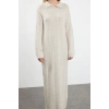 Fashion Style Regular Polo Collar Maxi Length Hijab Fishbone Patterned Knit Dress