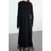 Fashion Style Fitted Crew Neck Maxi Length Hijab Skirt Tulle Detailed Knit Dress
