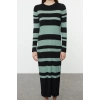 Fashion Style Fitted Crew Neck Maxi Length Hijab Black Color Block Ribbed Knitted Sweater Dress
