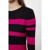 Fashion Style Fitted Crew Neck Maxi Length Hijab Black Color Block Ribbed Knitted Sweater Dress