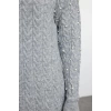 Moda Stil Regular Bisiklet Yaka Maxi Boy Tesettür Saç Örgülü İnci Aksesuarlı Triko Elbise
