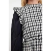 Fashion Style Regular Stand Collar Long Hijab Sleeves Poplin Detailed Woven Tweed Dress