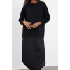 Fashion Style Regular Crew Neck Maxi Length Hijab Woven Shirt Detailed Knitted Dress
